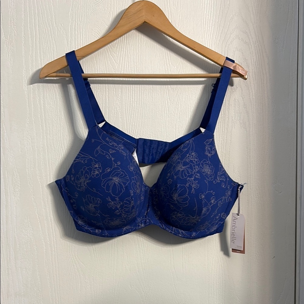 Ambrielle Royal Blue Floral Bra